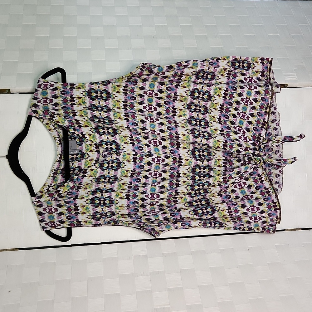 Plus Size 3x New Direction Front Tie Colorful Blouse Tank Top